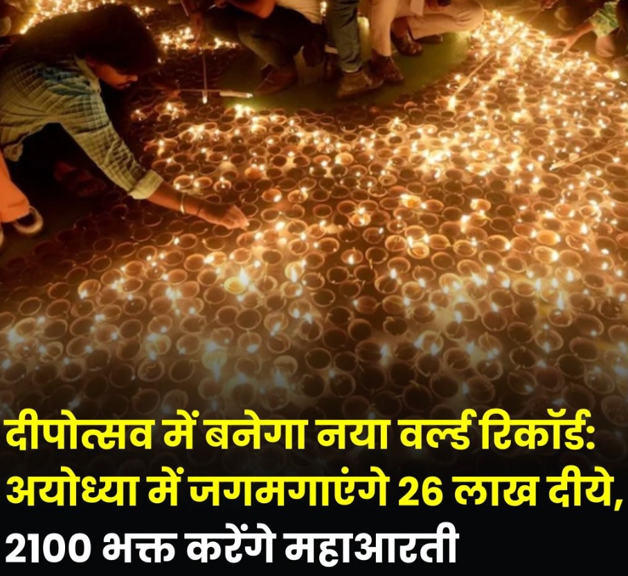 बनेगा नया वर्ल्ड रिकॉर्ड: अयोध्या में जगमगाएंगे 26 लाख दीये ।