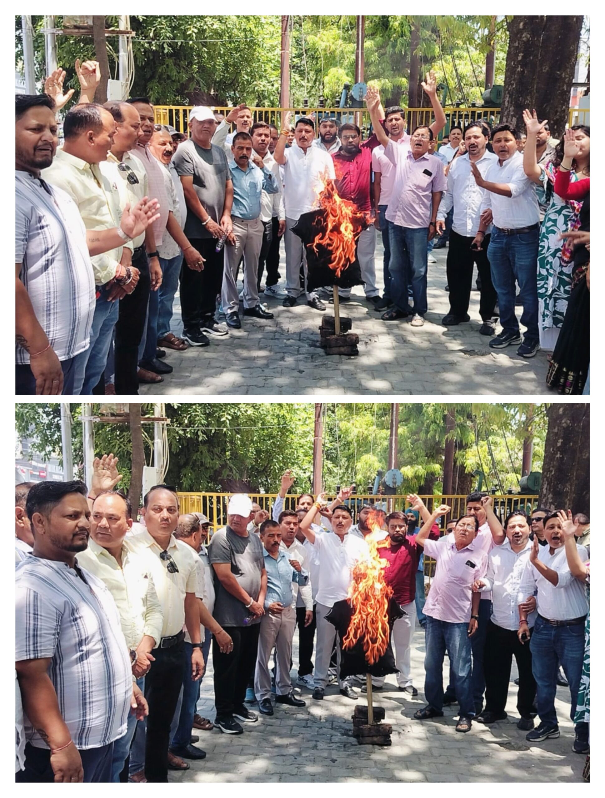 पेट्रोल-डीजल की बढ़ती कीमतों के खिलाफ कांग्रेस का हल्लाबोल, फूंका भाजपा सरकार का पुतला।